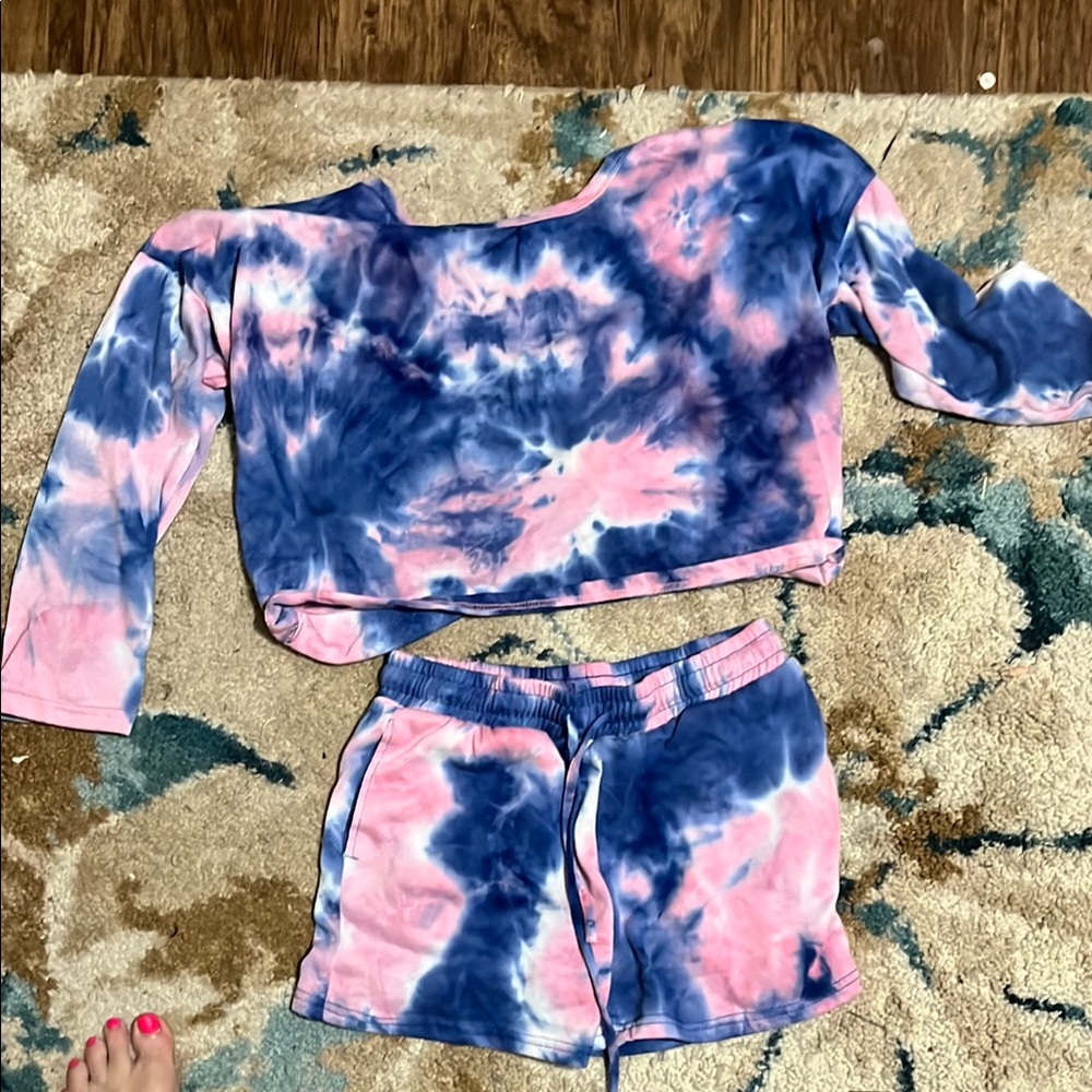 Blue and Pink Tie-Dye Lounge Set
